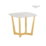 Meghan Gold Metal End Table with White Faux Marble Top - 2 Parts