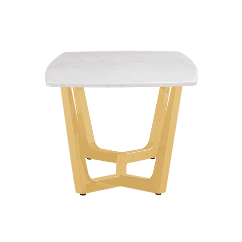 Meghan Gold Metal End Table with White Faux Marble Top - 2 Parts