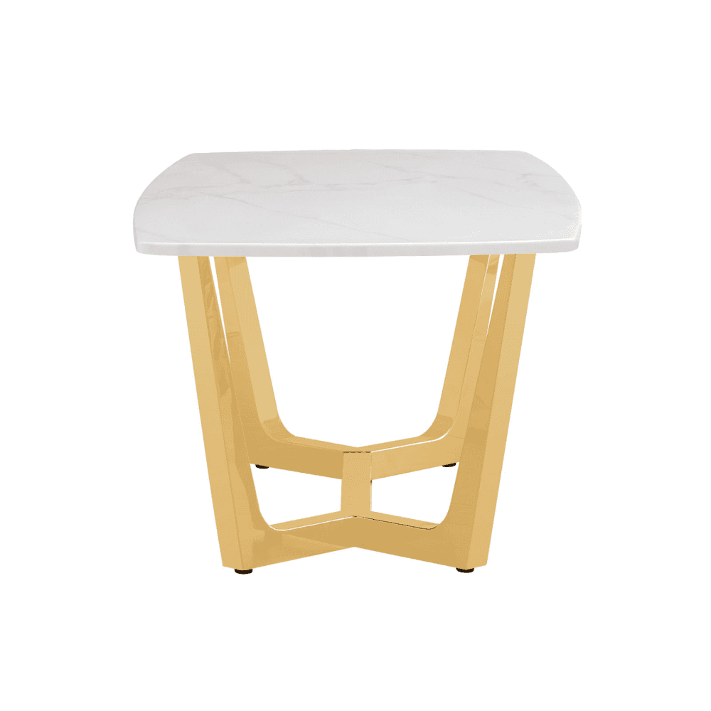 Meghan Gold Metal End Table with White Faux Marble Top - 2 Parts