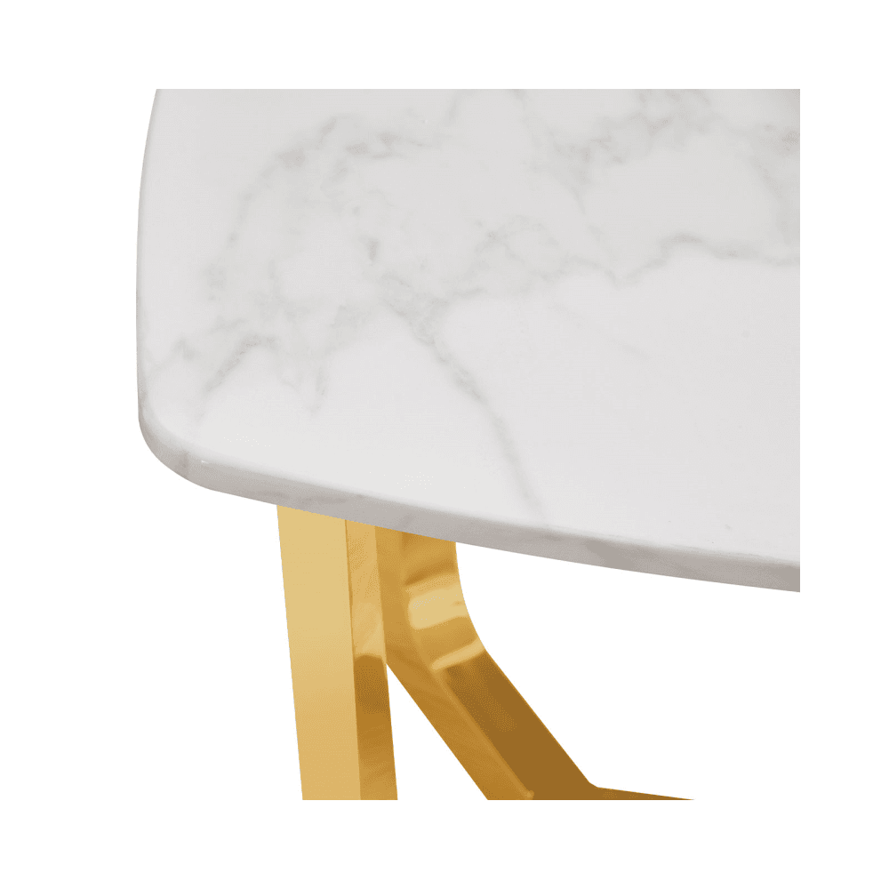 Meghan Gold Metal End Table with White Faux Marble Top - 2 Parts