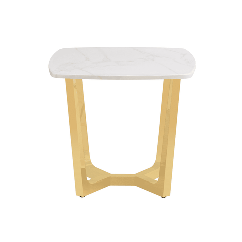 Meghan Gold Metal End Table with White Faux Marble Top - 2 Parts