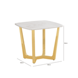 Meghan Gold Metal End Table with White Faux Marble Top - 2 Parts