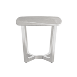 Meghan Chrome Metal End Table with Grey Faux Marble Top - 2 Parts