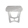 Meghan Chrome Metal End Table with Grey Faux Marble Top - 2 Parts