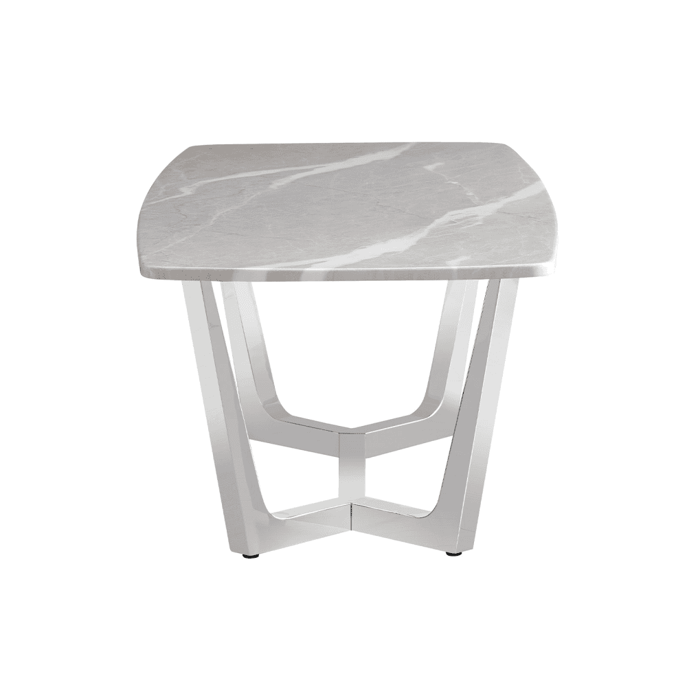 Meghan Chrome Metal End Table with Grey Faux Marble Top - 2 Parts