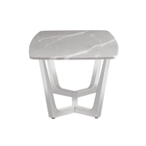 Meghan Chrome Metal End Table with Grey Faux Marble Top - 2 Parts