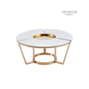 100cm Round Gold Metal Coffee Table with White Faux Marble Top - 2 Parts