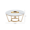 100cm Round Gold Metal Coffee Table with White Faux Marble Top - 2 Parts