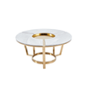 100cm Round Gold Metal Coffee Table with White Faux Marble Top - 2 Parts