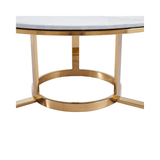 100cm Round Gold Metal Coffee Table with White Faux Marble Top - 2 Parts
