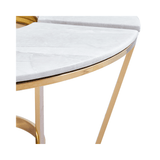 100cm Round Gold Metal Coffee Table with White Faux Marble Top - 2 Parts