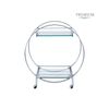 96cm Chrome Metal and Clear Glass Drinks Trolley - 2 Parts