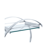 96cm Chrome Metal and Clear Glass Drinks Trolley - 2 Parts