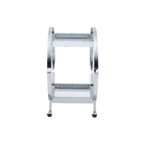 96cm Chrome Metal and Clear Glass Drinks Trolley - 2 Parts