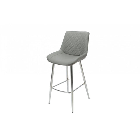 Silvia Bar Stool Grey - Chrome Legs Seat Height 720mm