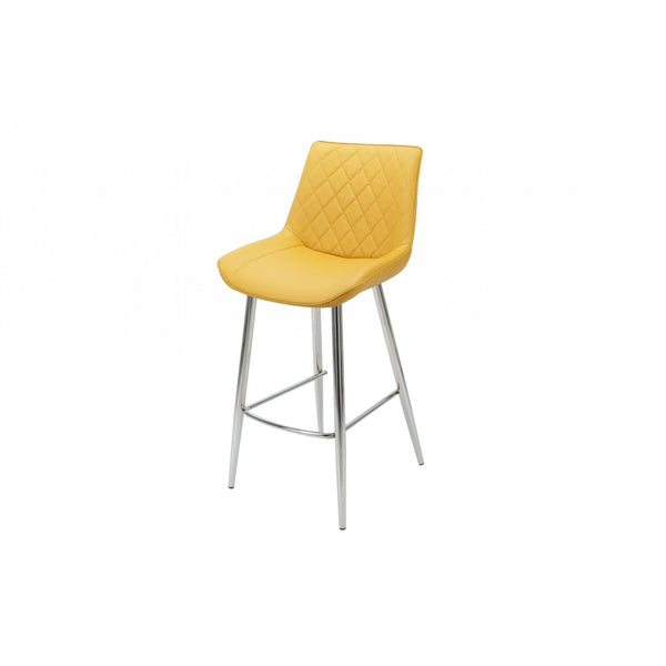 Silvia Bar Stool Yellow - Chrome Legs Seat Height 720mm