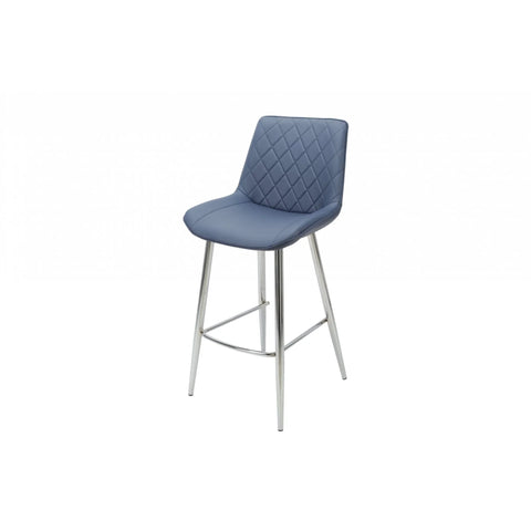 Silvia Bar Stool Blue - Chrome Legs Seat Height 720mm