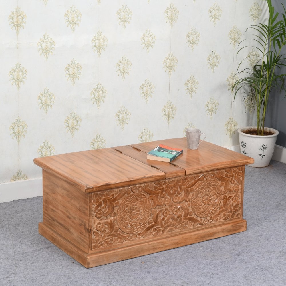Artwork Mango Wood Coffee Table/blanket Box