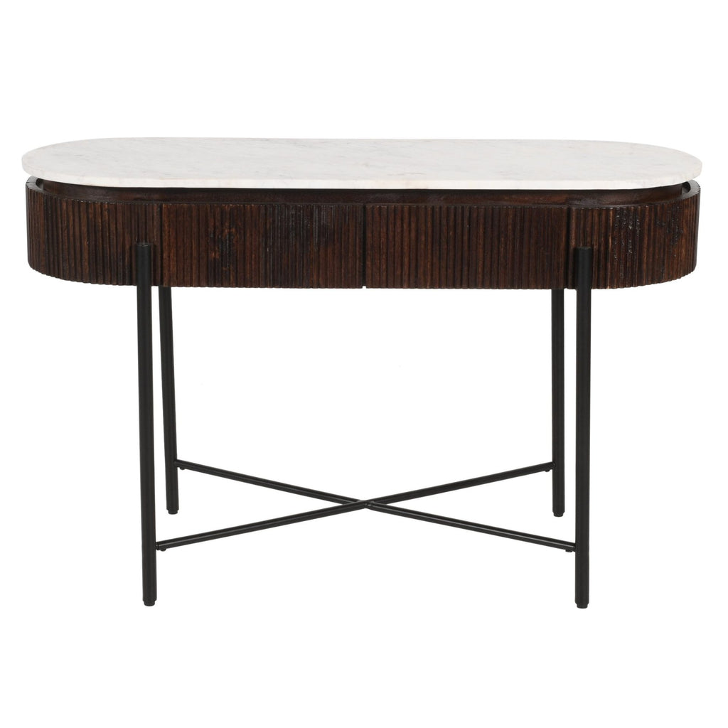 Opal Mango Wood Console Table With Marble Top And Metal Legs