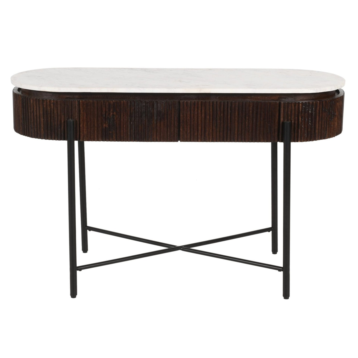 Opal Mango Wood Console Table With Marble Top And Metal Legs