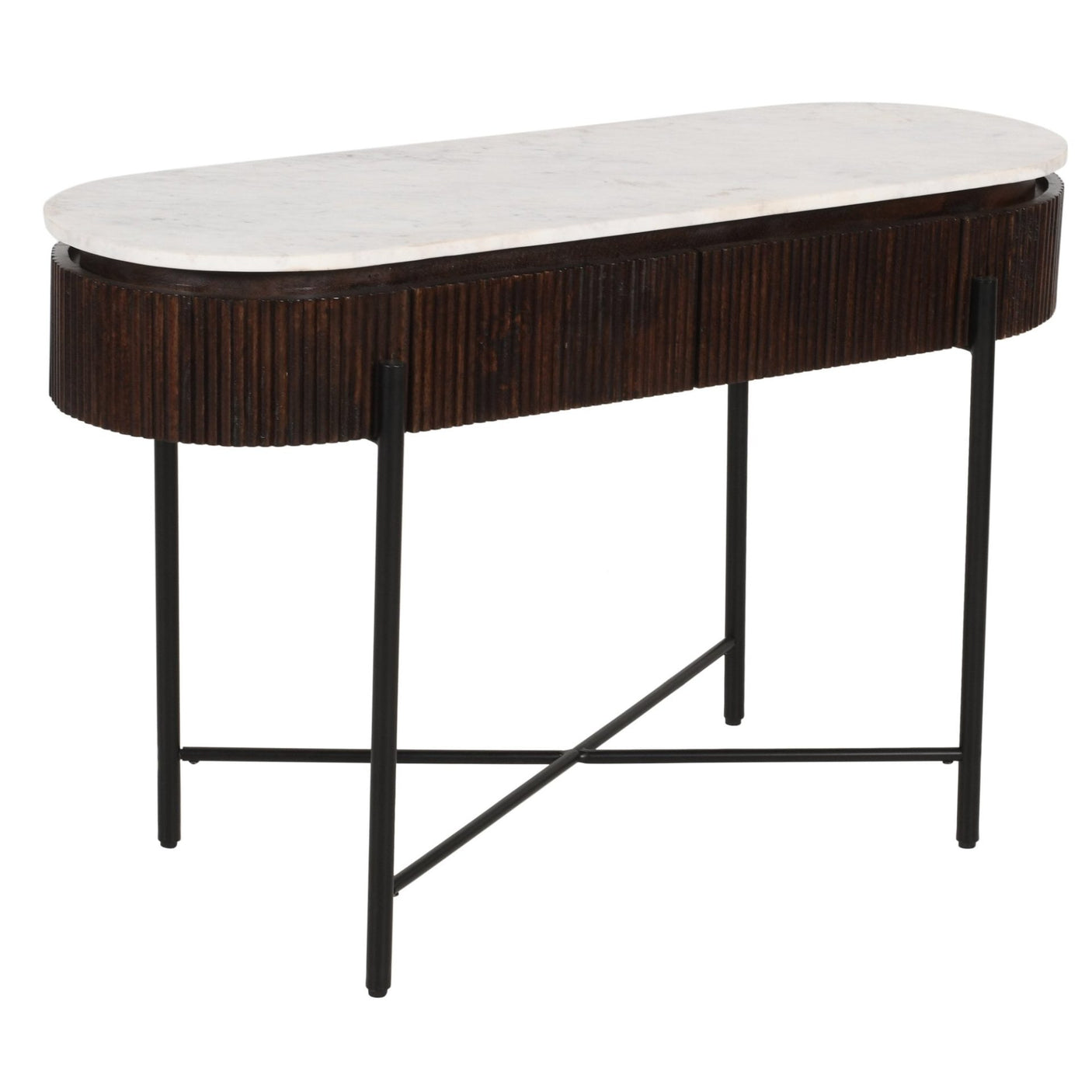 Opal Mango Wood Console Table With Marble Top And Metal Legs