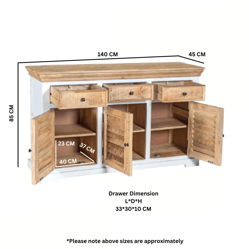 Alfie Wood Sideboard - 3 Drawer & 3 Doors