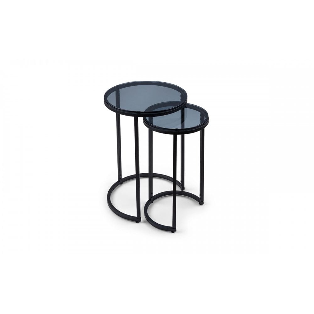 Chicago Round Nesting Side Tables Smoked Glass