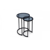 Chicago Round Nesting Side Tables Smoked Glass