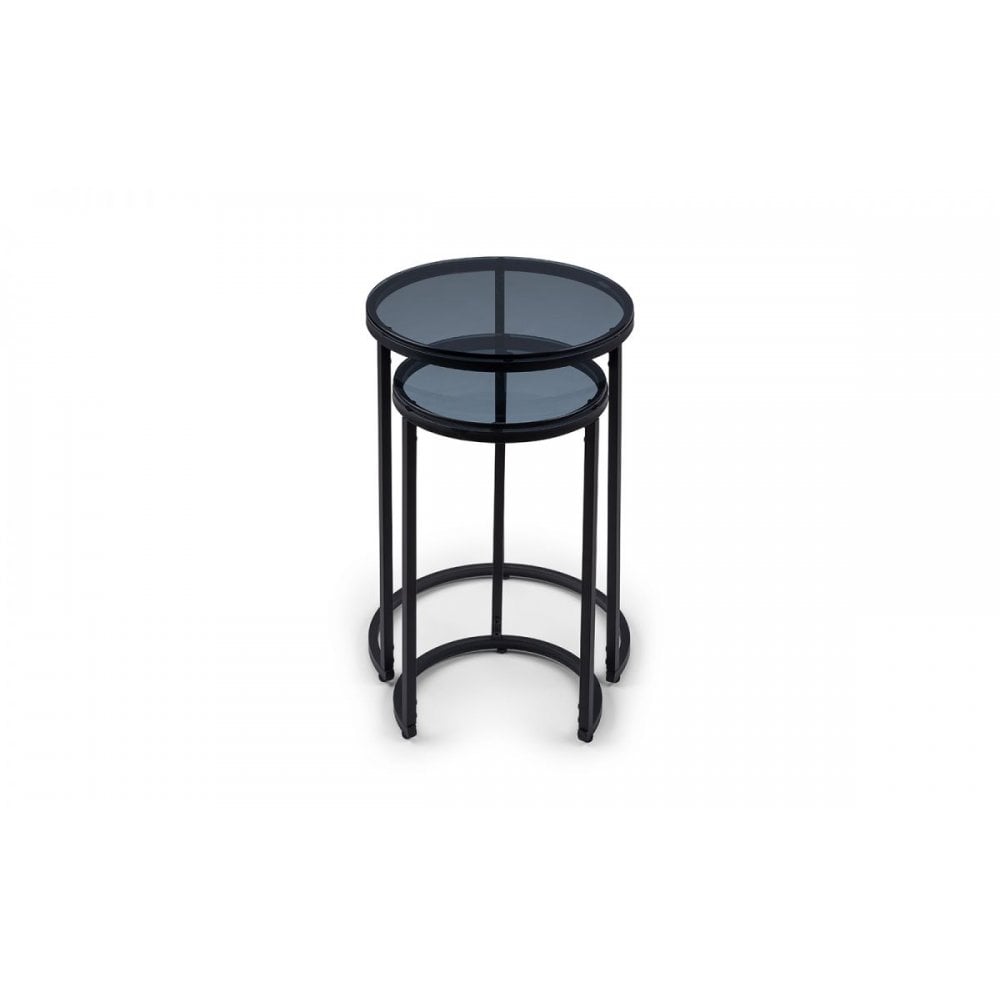 Chicago Round Nesting Side Tables Smoked Glass