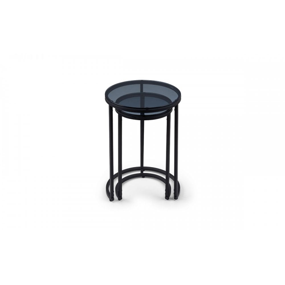 Chicago Round Nesting Side Tables Smoked Glass