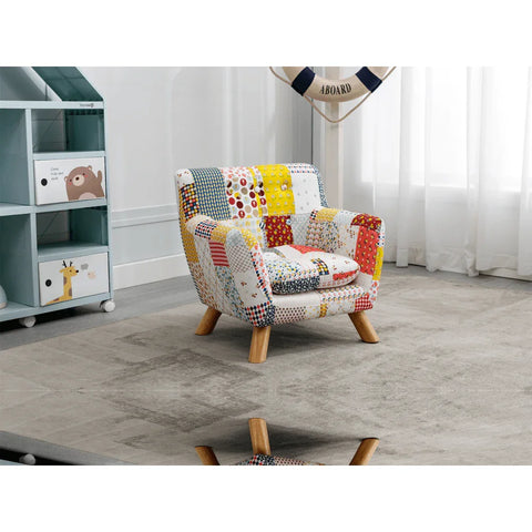 Annah Linen Patchwork Chair Floral