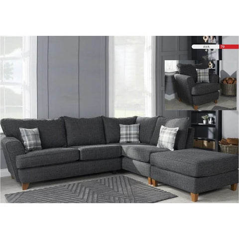 Ava Chaise W/ Footstool Charcoal