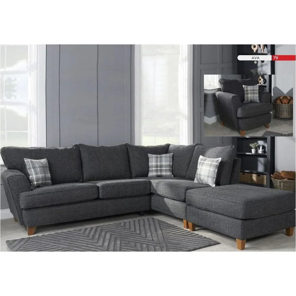 Ava Chaise W/ Footstool Charcoal