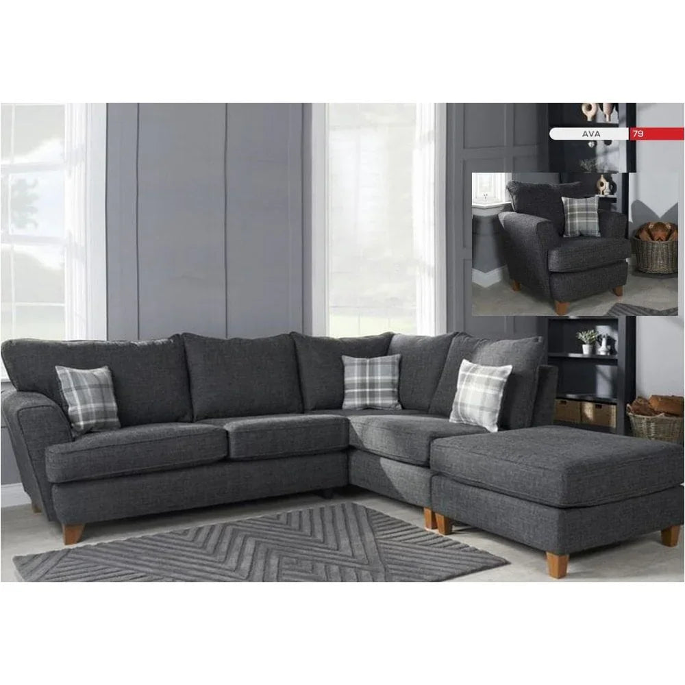 Ava Chaise W/ Footstool Charcoal