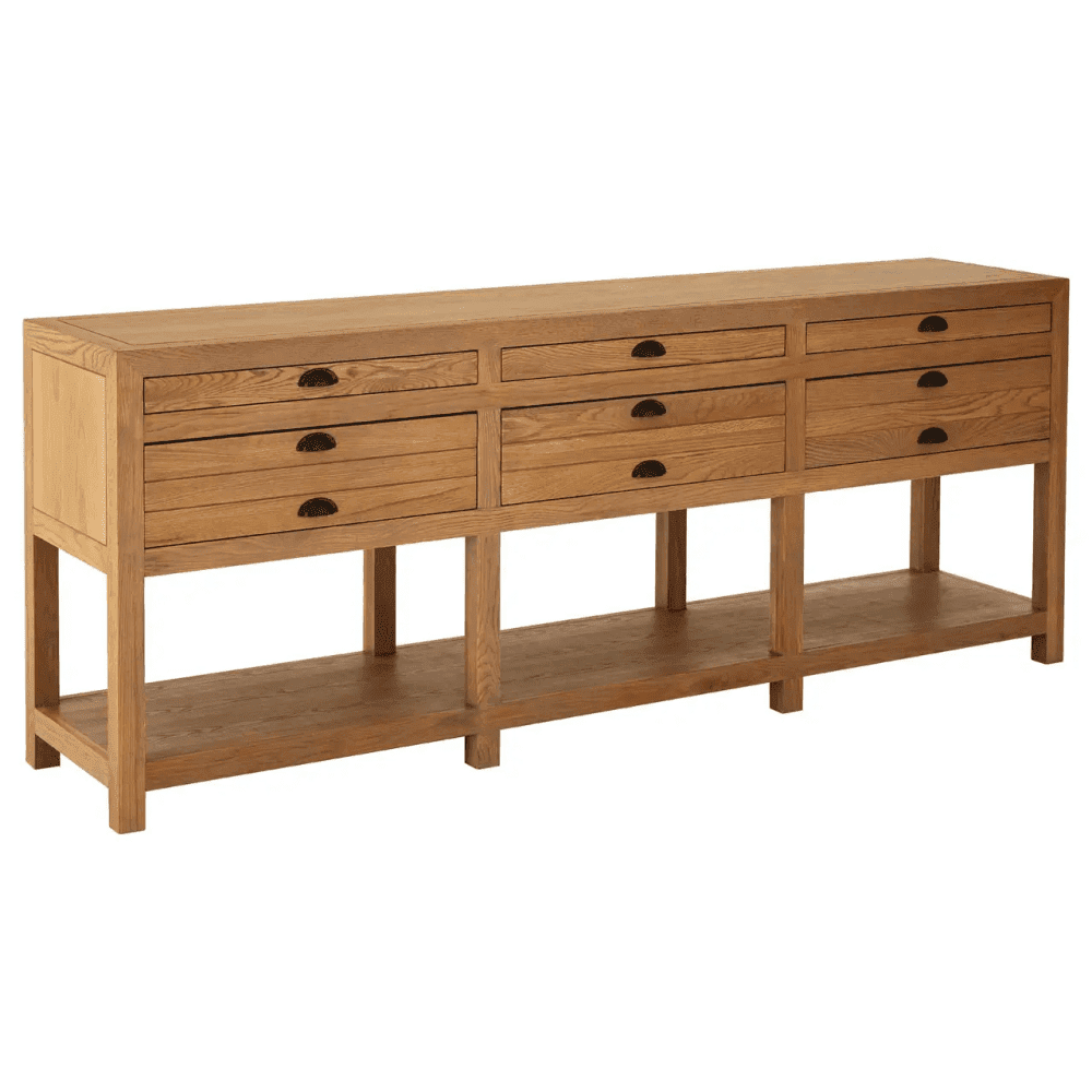 Elmwood Grey Oak Wood Sideboard