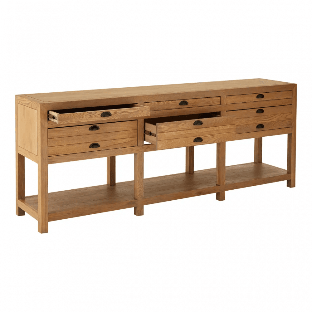 Elmwood Grey Oak Wood Sideboard