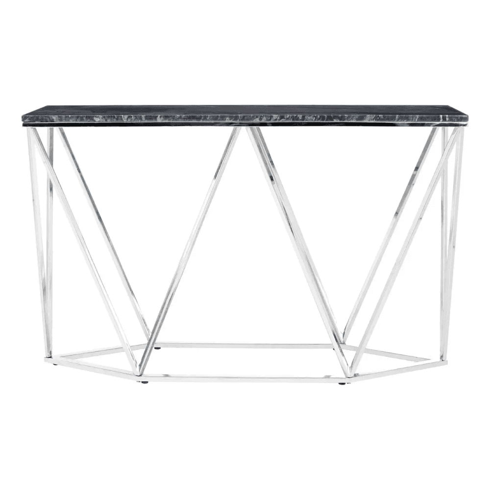 Inspire Rectangular Black Marble Console Table
