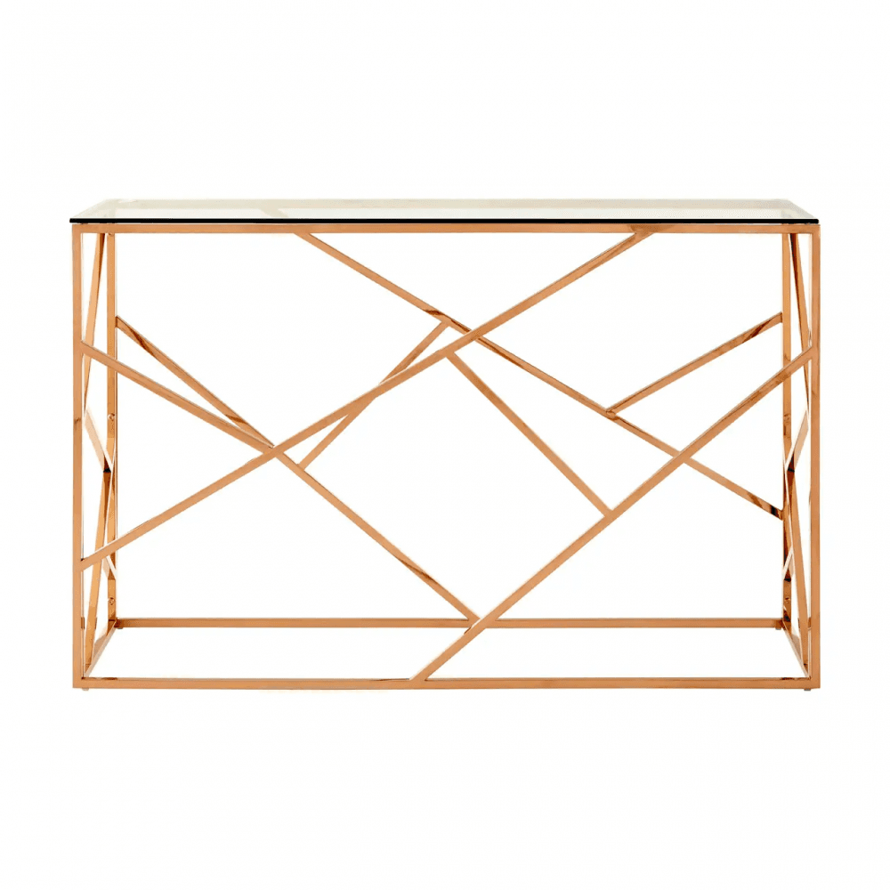 Inspire Rose Gold Geometric Console Table