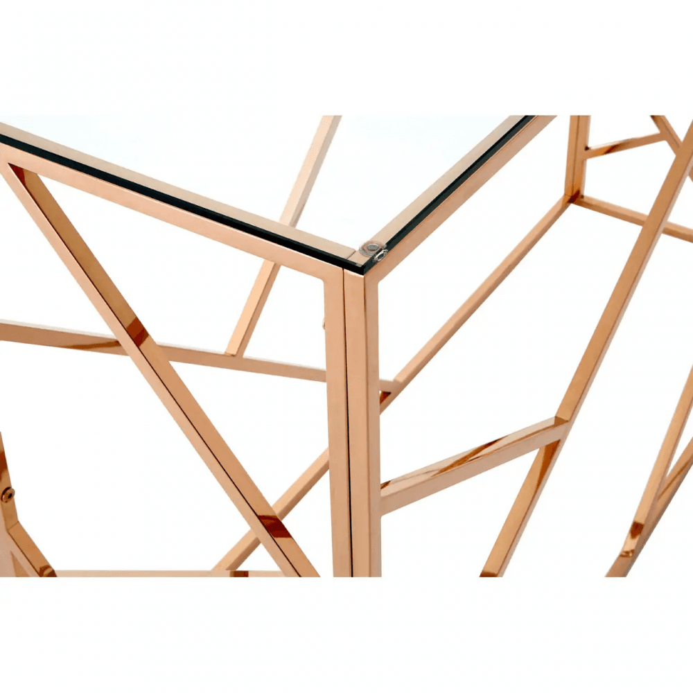 Inspire Rose Gold Geometric Console Table