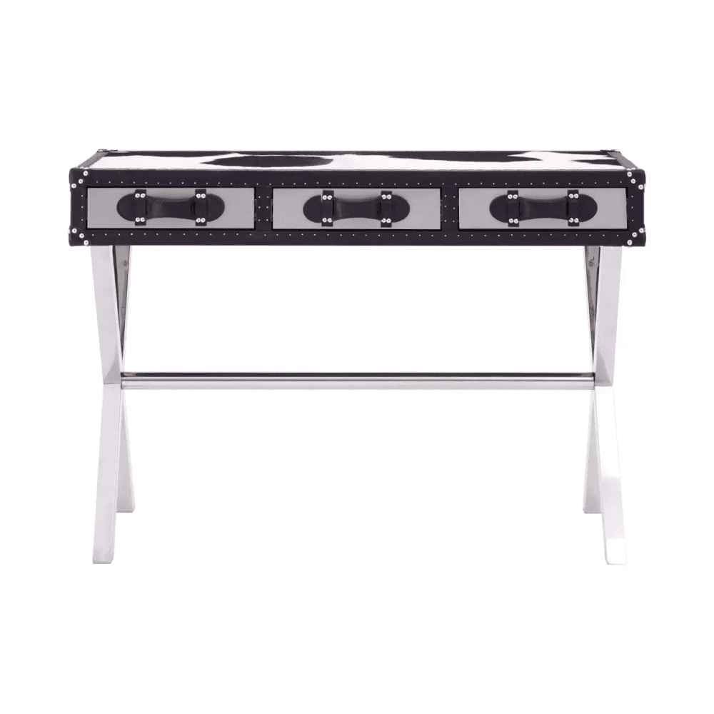 Lancaster Townhouse Black And White Genuine Cowhide Console Table