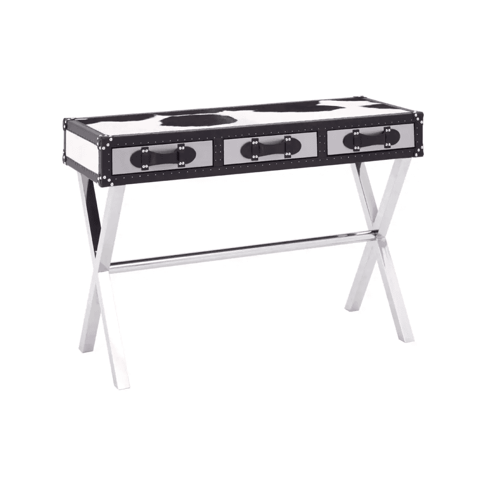 Lancaster Townhouse Black And White Genuine Cowhide Console Table