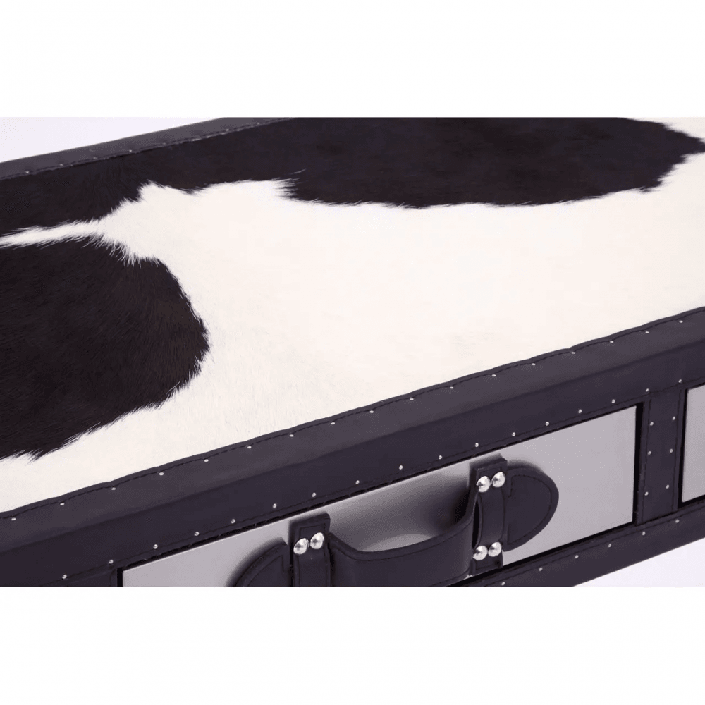 Lancaster Townhouse Black And White Genuine Cowhide Console Table