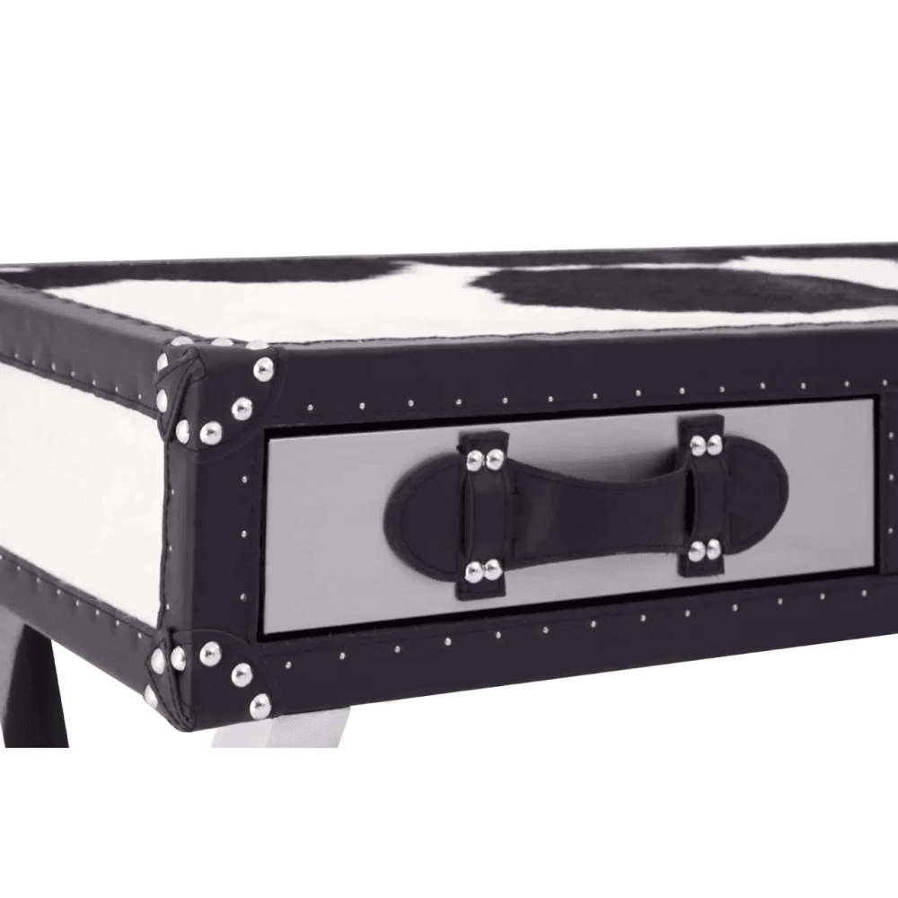 Lancaster Townhouse Black And White Genuine Cowhide Console Table