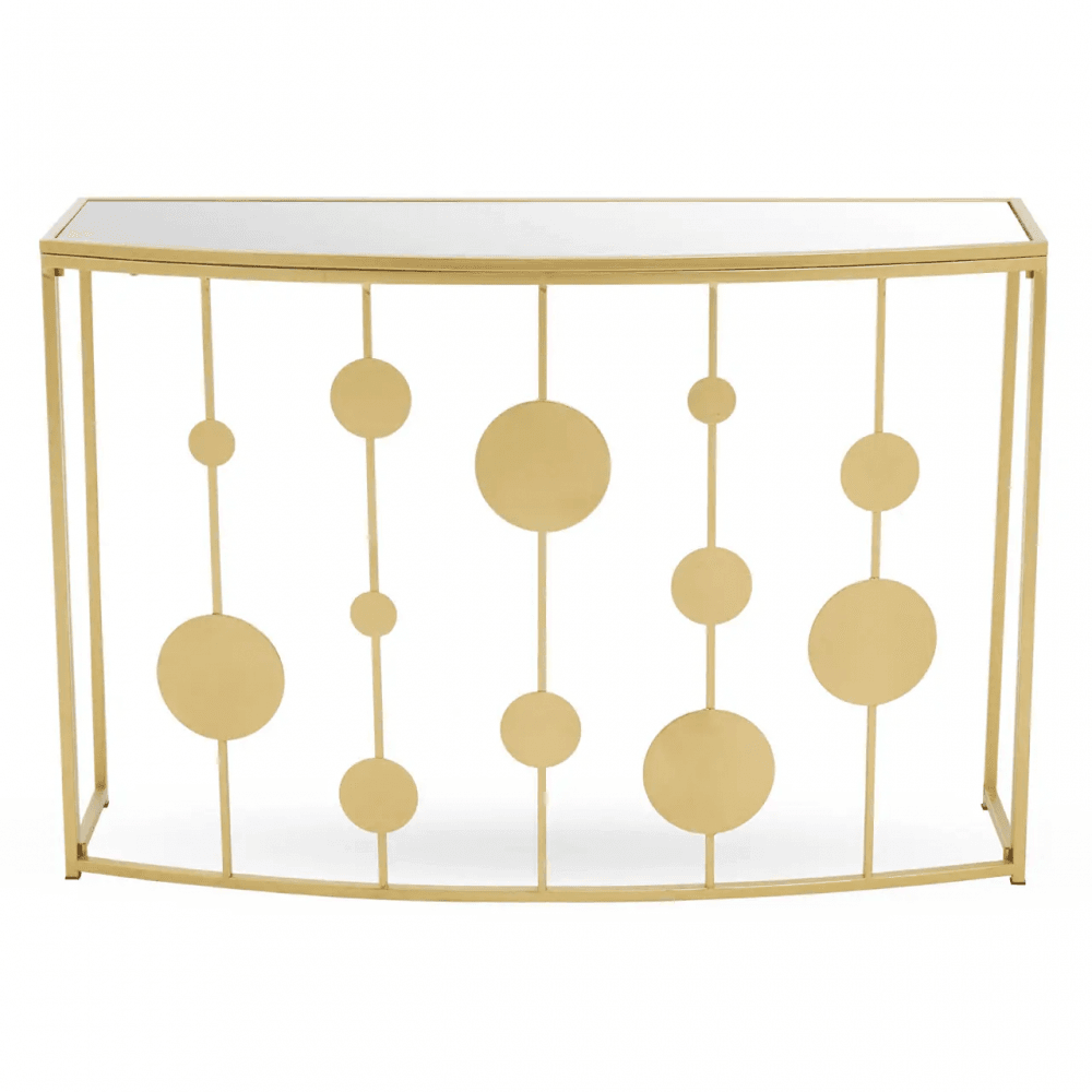 Arista Gold Finish Console Table With Mirror