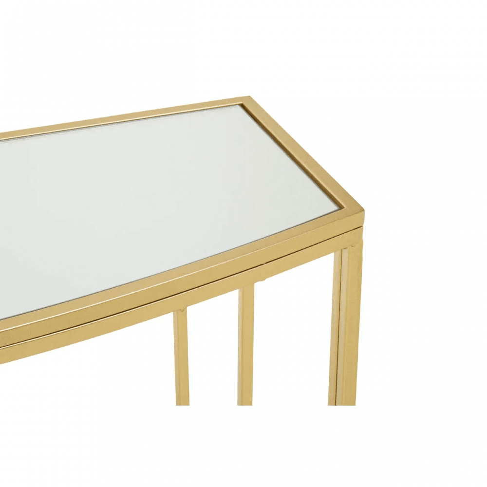 Arista Gold Finish Console Table With Mirror