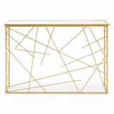 Arista Gold Finish Console Table With Mirror Top