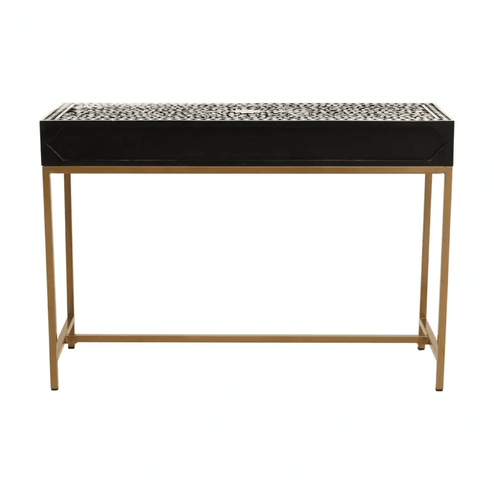 Meridian Console Table With Gold Finish Legs