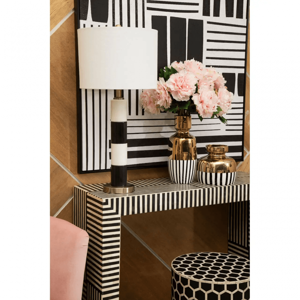 Meridian Bone Inlay Stripe Design Console Table
