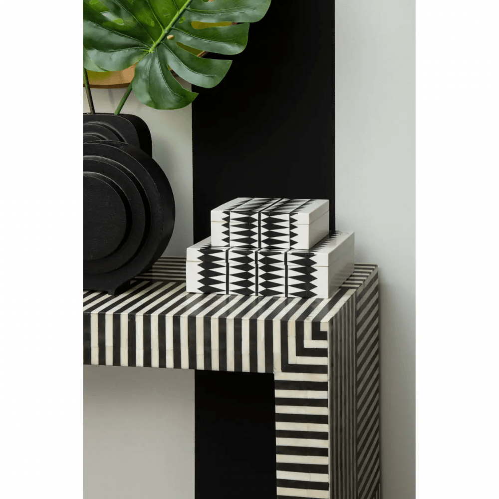 Meridian Bone Inlay Stripe Design Console Table