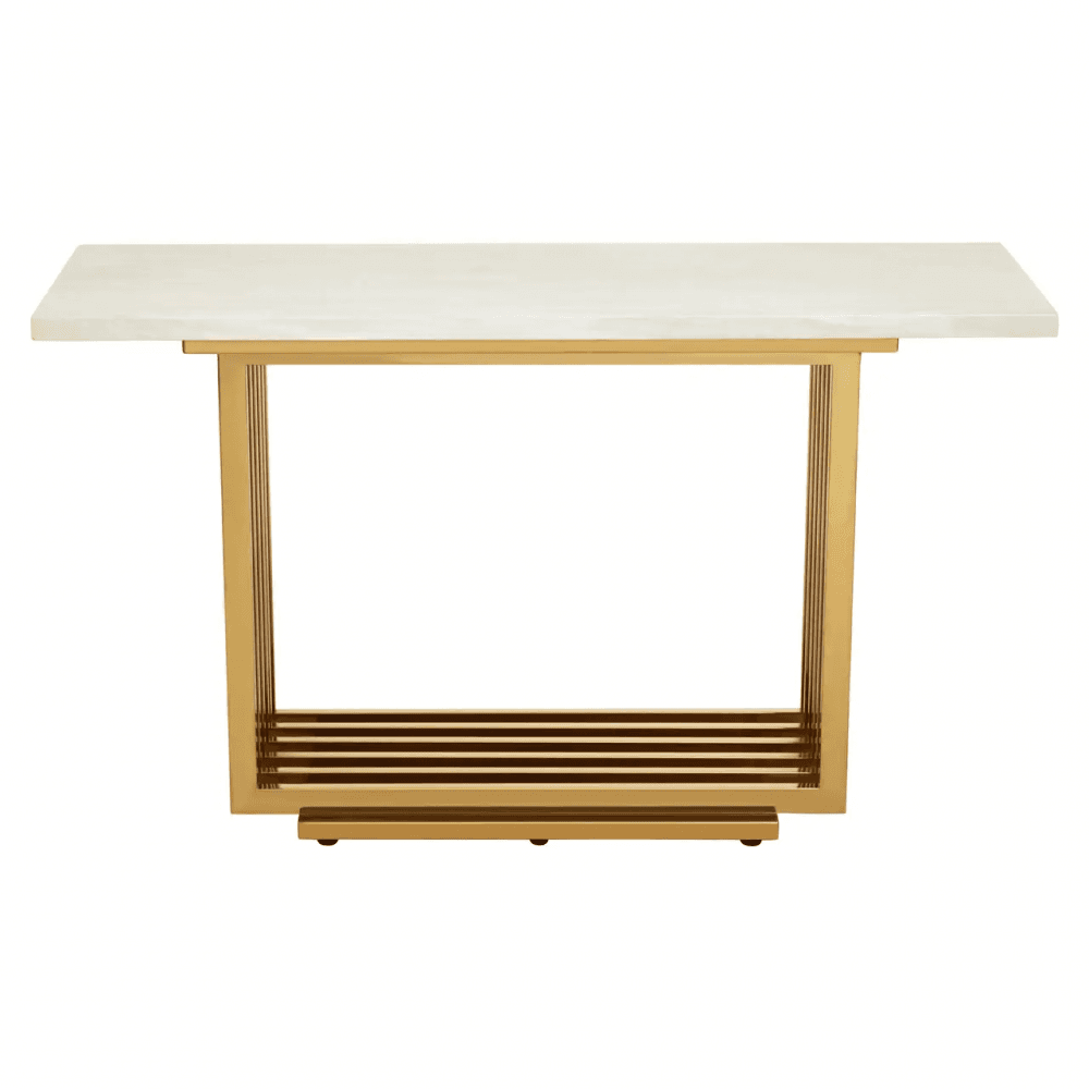Elara Ivory White Marble Console Table